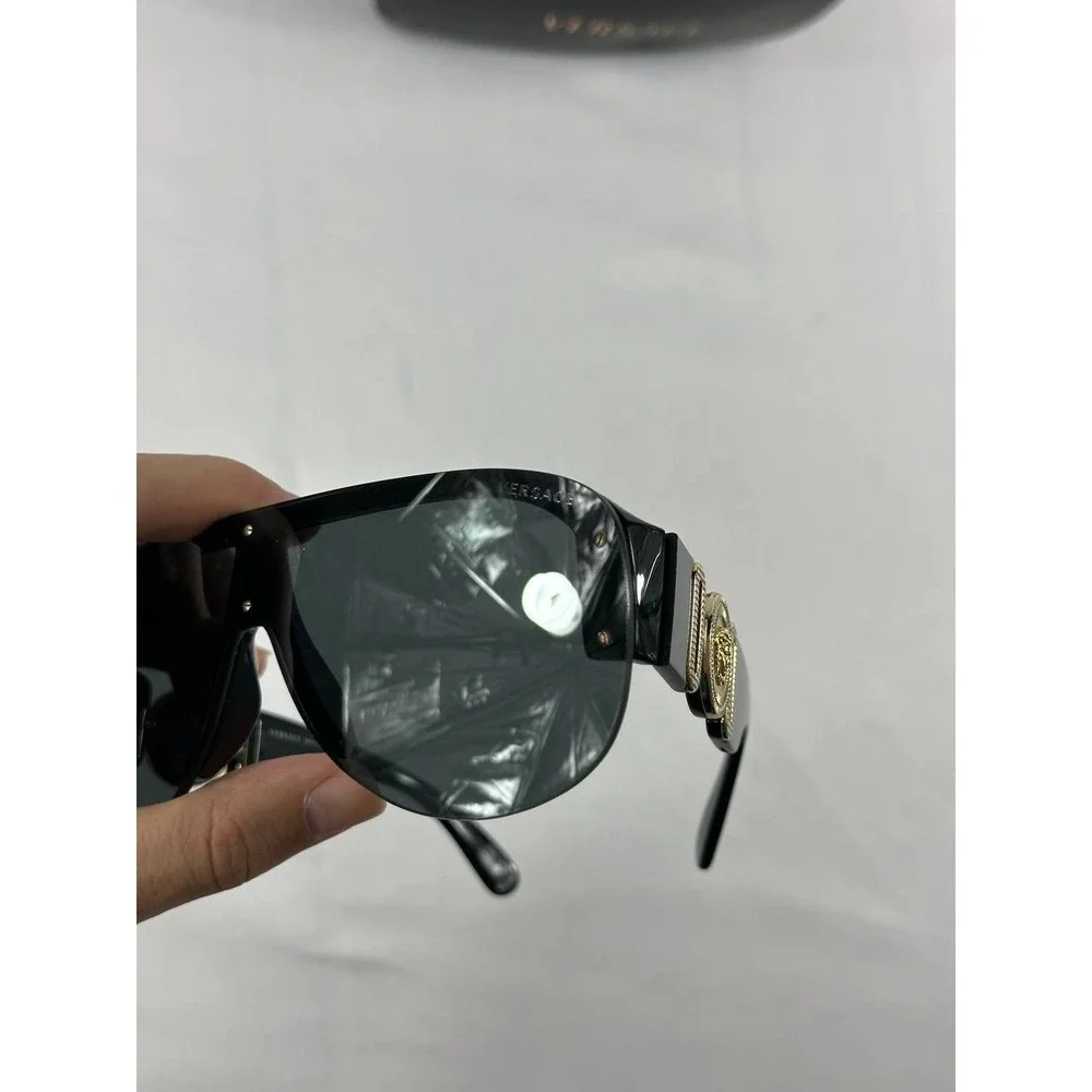 Versace Sunglasses Black Gold Shield Pilot Medusa Biggie MOD VE 4391 GB1/87